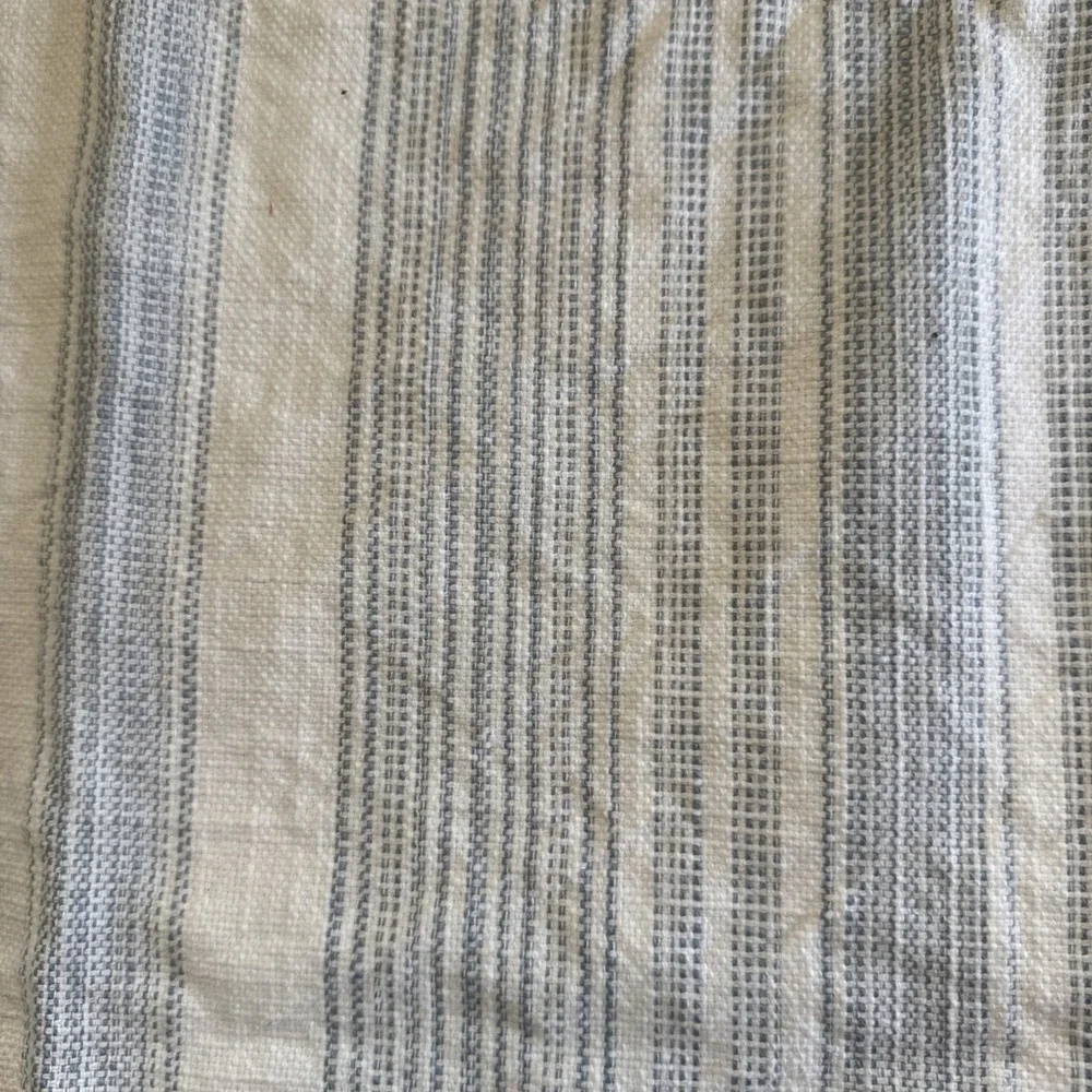 Pottery Barn Hawthorn KING Size Pillow Sham Blue & White Woven Stripe Cotton